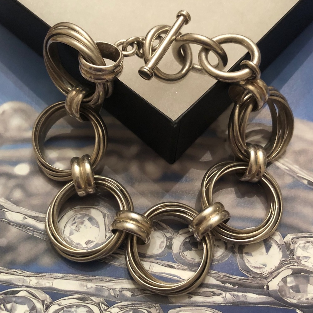 Vintage Silpada Sterling Silver Circle Link Bracelet B1235